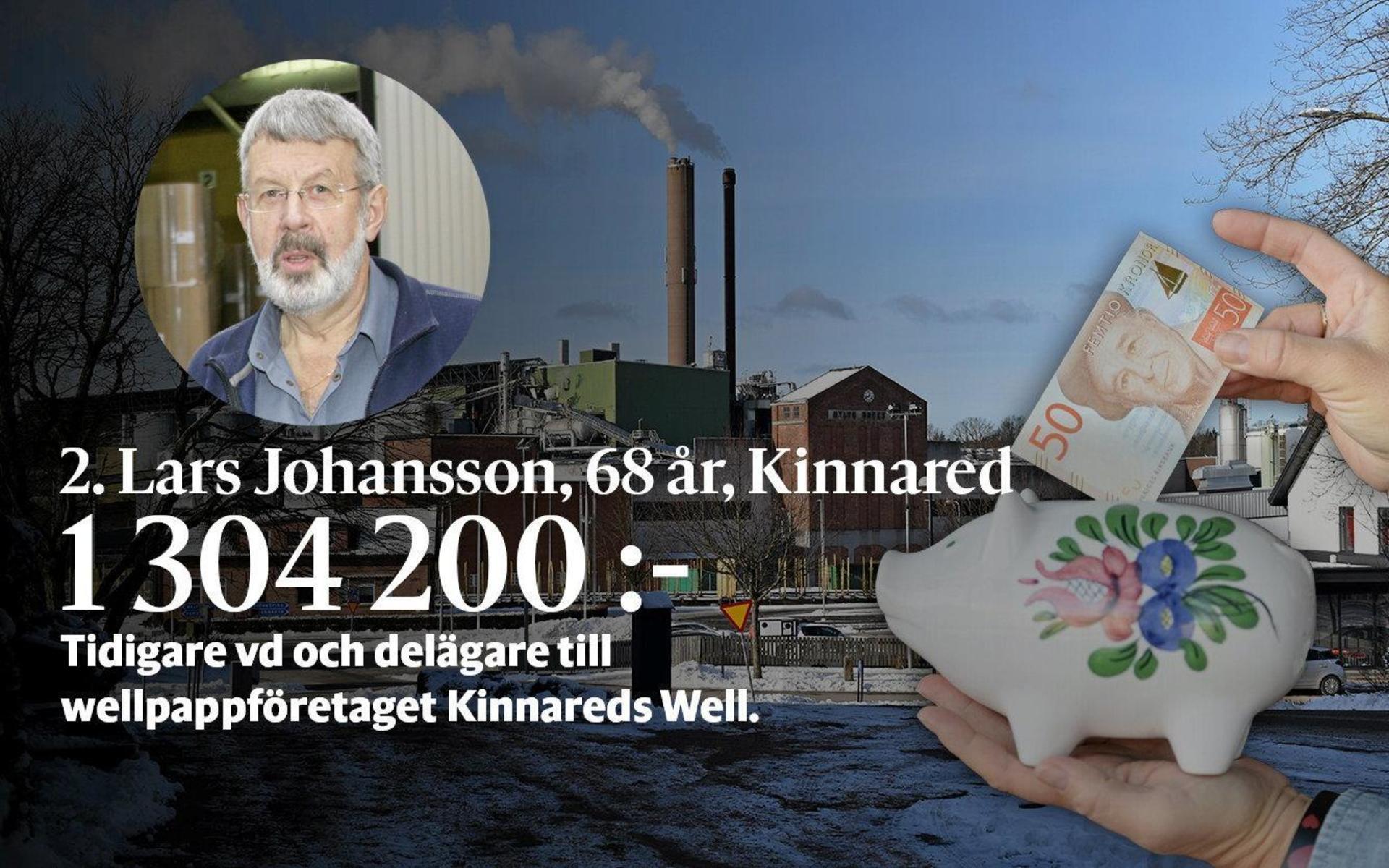 2. Lars Johansson är tidigare vd och ägare till Kinnareds Well (tillsammans med bröderna Börje och Per-Olof, ej med i topp 20 denna gång). Fram till mars 2019 satt han i bolagsstyrelsen för wellpappföretaget.