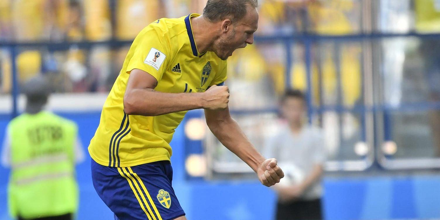 Sveriges Andreas Granqvist jublar efter att ha satt 1-0 på straff under måndagens VM-premiärmatch mot Sydkorea. Nu under VM kan han tänka sig att be om extra information om motståndarna.