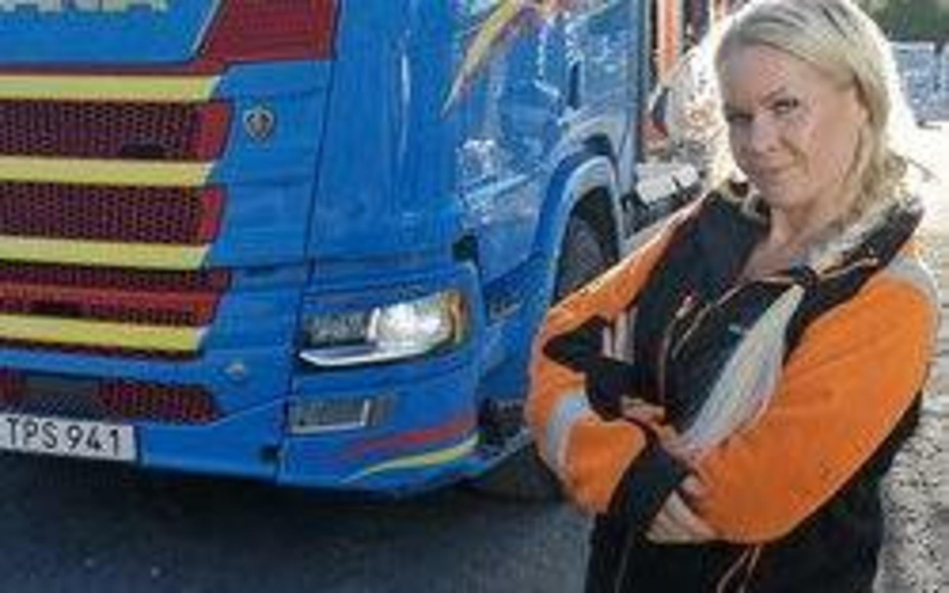 Tove Helgesson, en av de kvinnliga yrkesförarna som är med i ”Svenska Truckers”.