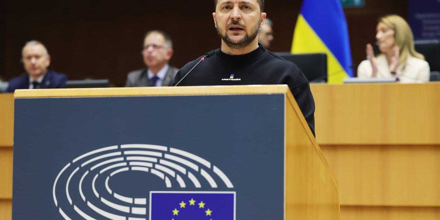 President. Nyligen höll Ukrainas ledare Volodymyr Zelenskyj ett tal inför Europaparlamentet.