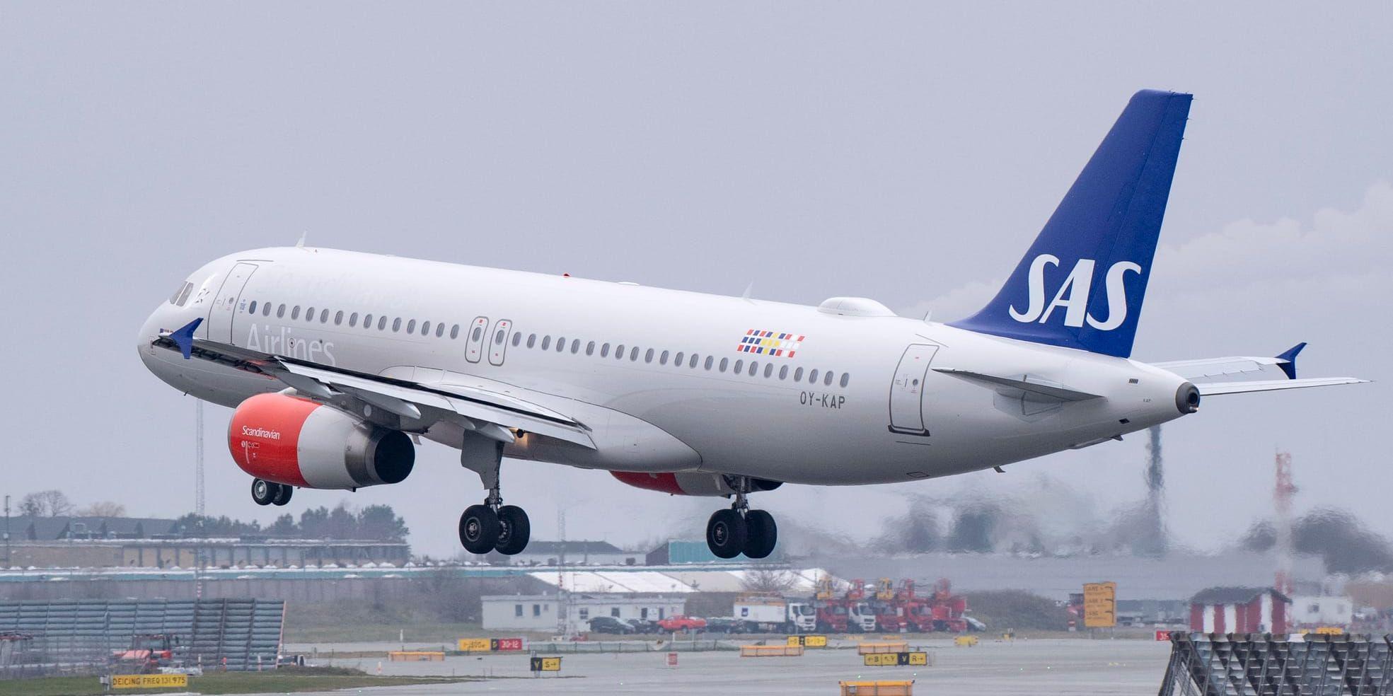 En av SAS Airbus A320-232 landar på Kastrups flygplats. Arkivbild.