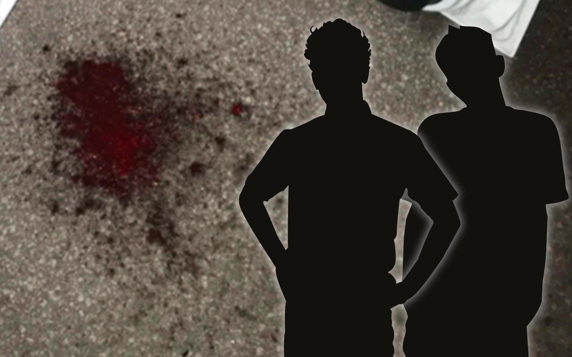 Blodspår på marken efter den våldsamma misshandeln mot en 16-årig kille.