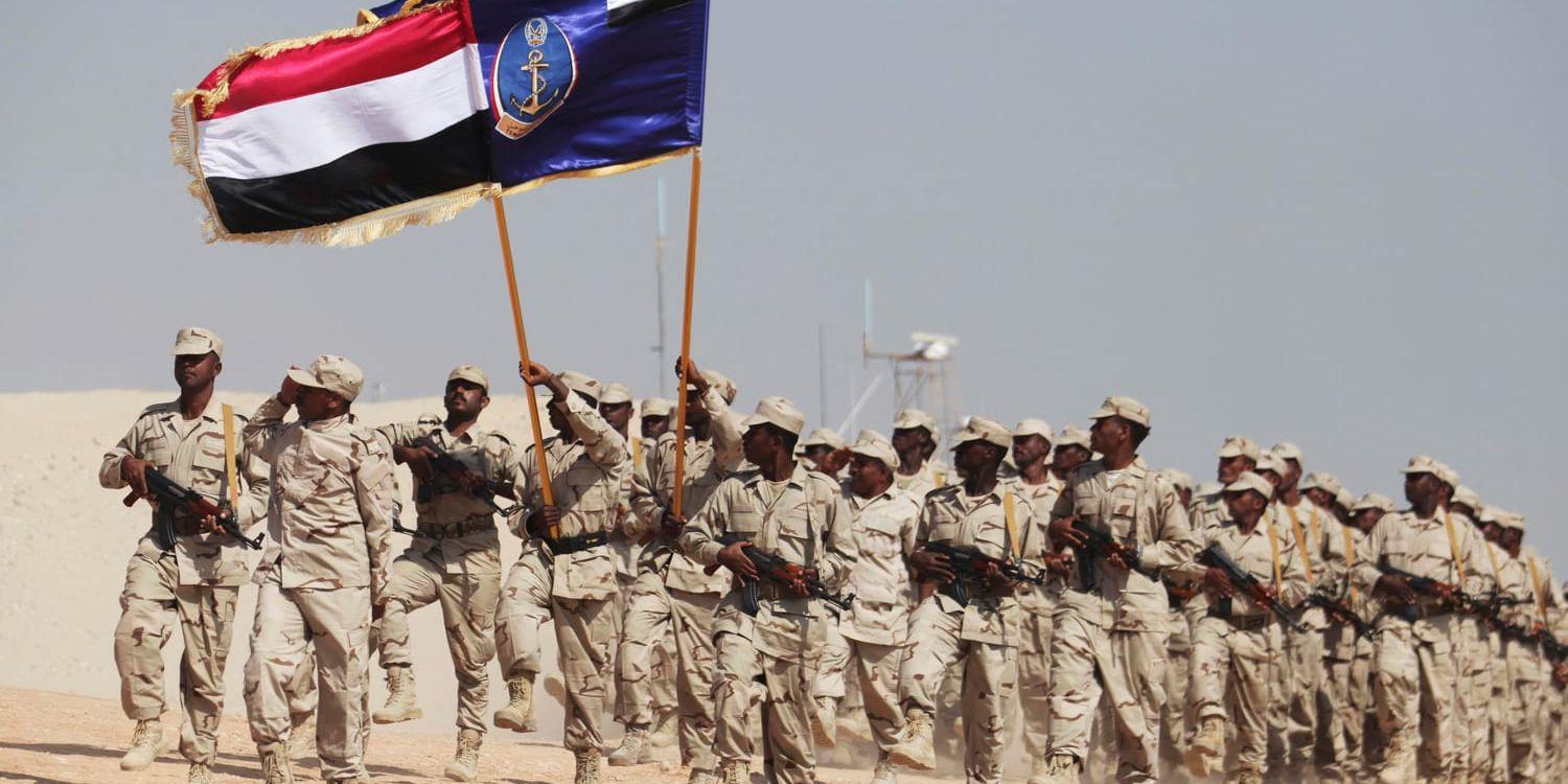 Jemenitiska soldater i Mukalla i Jemen.