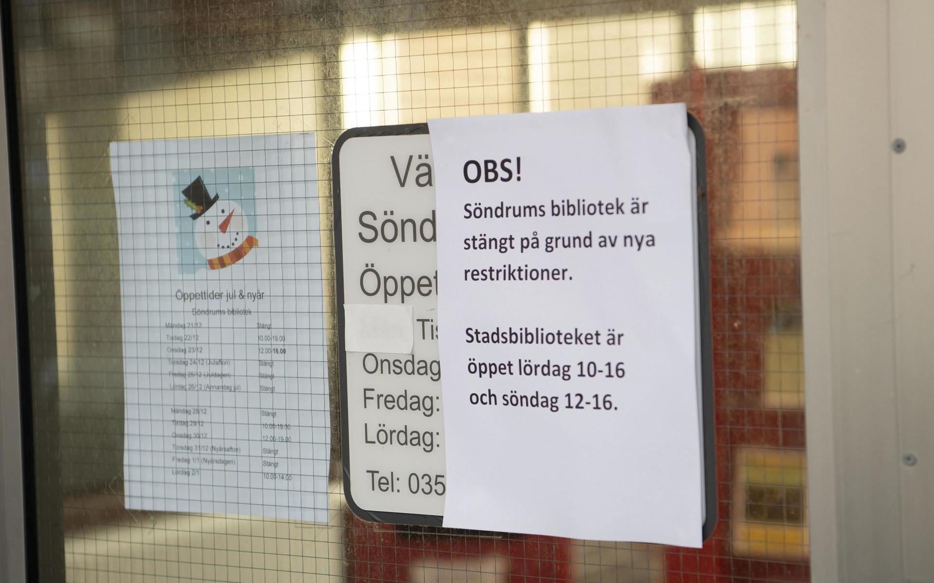 Söndrums bibliotek är ett av de närbibliotek i Halmstad som stängdes under lördagen.