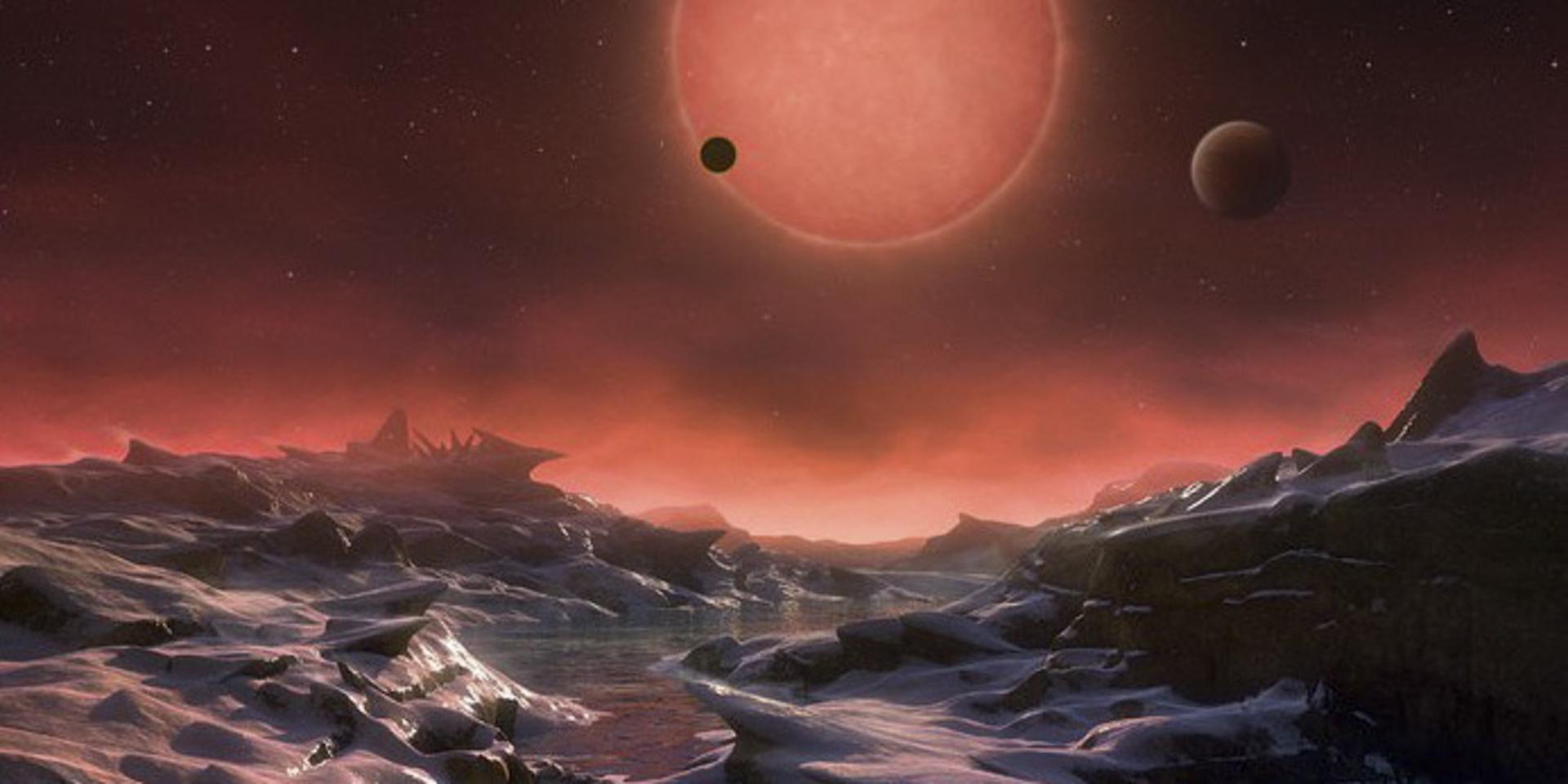 Brittiska forskare har upptäckt en exoplanet, K2-18 b, som har atmosfär bestående av vattenånga, vilket av många anses vara en förutsättning för liv. På bilden en rekonstruktion av hur det kan se ut på en exoplanet.