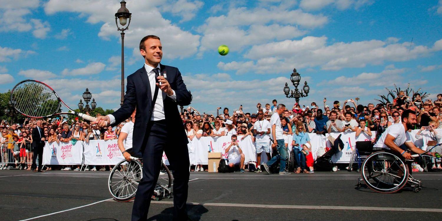 Frankrikes president Emmanuel Macron vill gärna se OS i Paris 2024. Arkivbild.