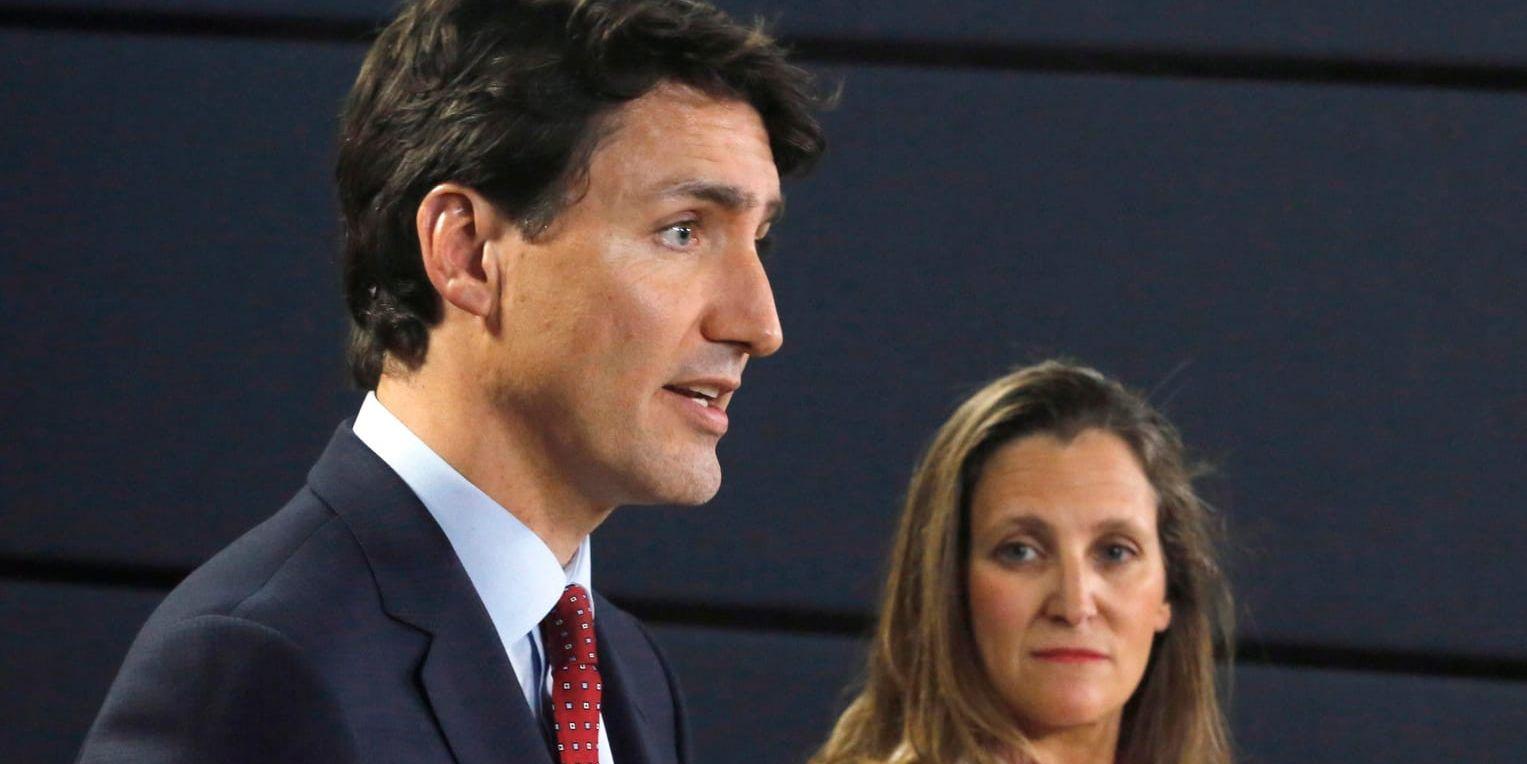 Kanadas utrikesminister Chrystia Freeland, här tillsammans med premiärminister Justin Trudeau. Arkivbild.