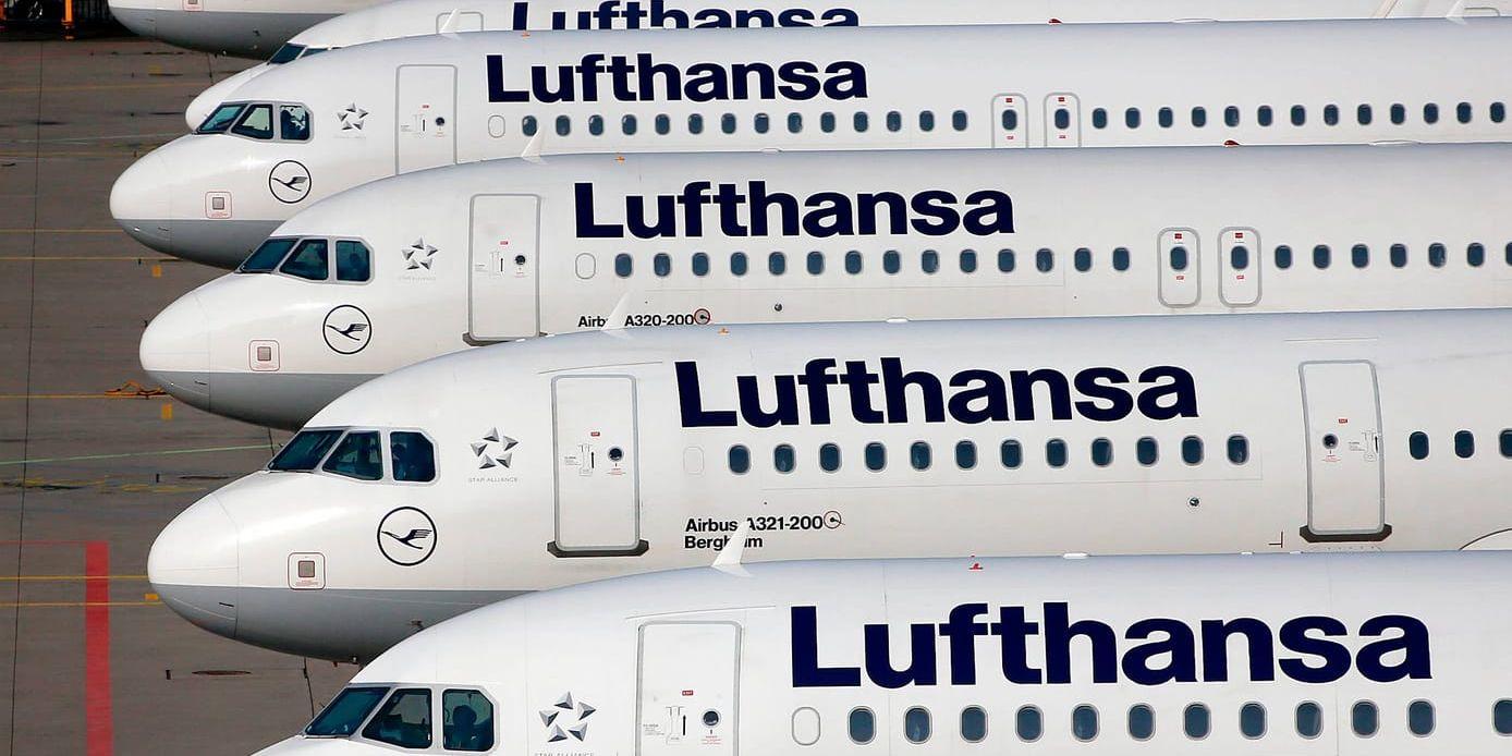 Samtliga Lufthansa-flygningar till och från Sverige ställs in på grund av strejken. Arkivbild.