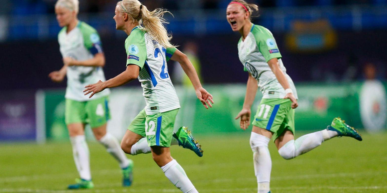 Danska stjärnan Pernille Harder inledde målskyttet för Wolfsburg. Arkivbild.