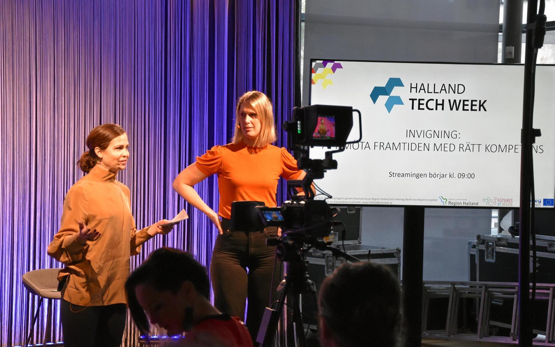 Programledarna Matilda Hult och Fanny Bergström Buller hälsar välkomna till världshistoriens första Halland Tech Week.