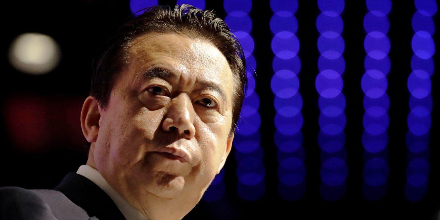 Den tidigare Interpolchefen Meng Hongwei uppges utredas för mutbrott i Kina. Arkivbild.