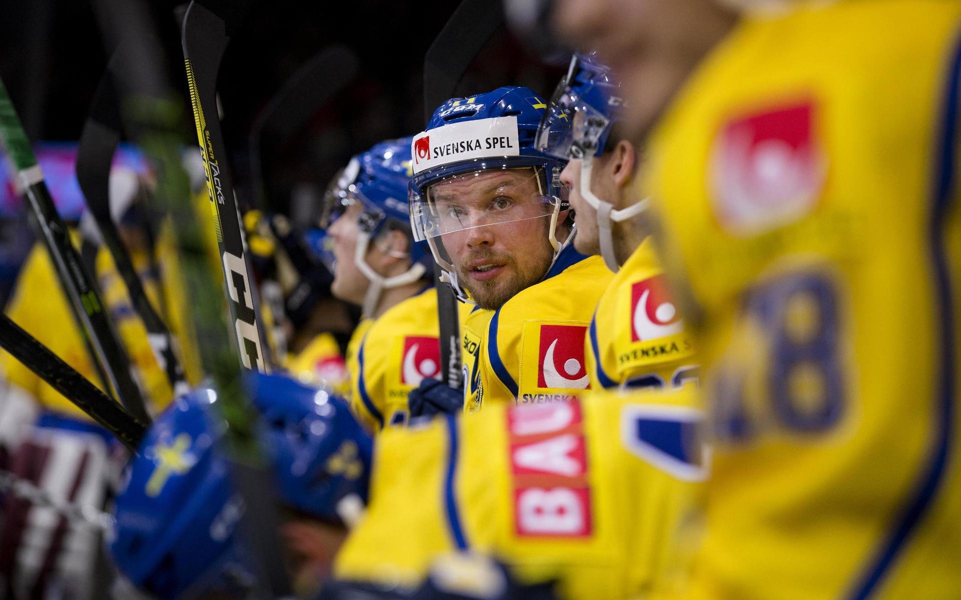 Alexander Johansson under matchen i Sweden Hockey Games mellan Tjeckien och Sverige den 9 februari 2017.