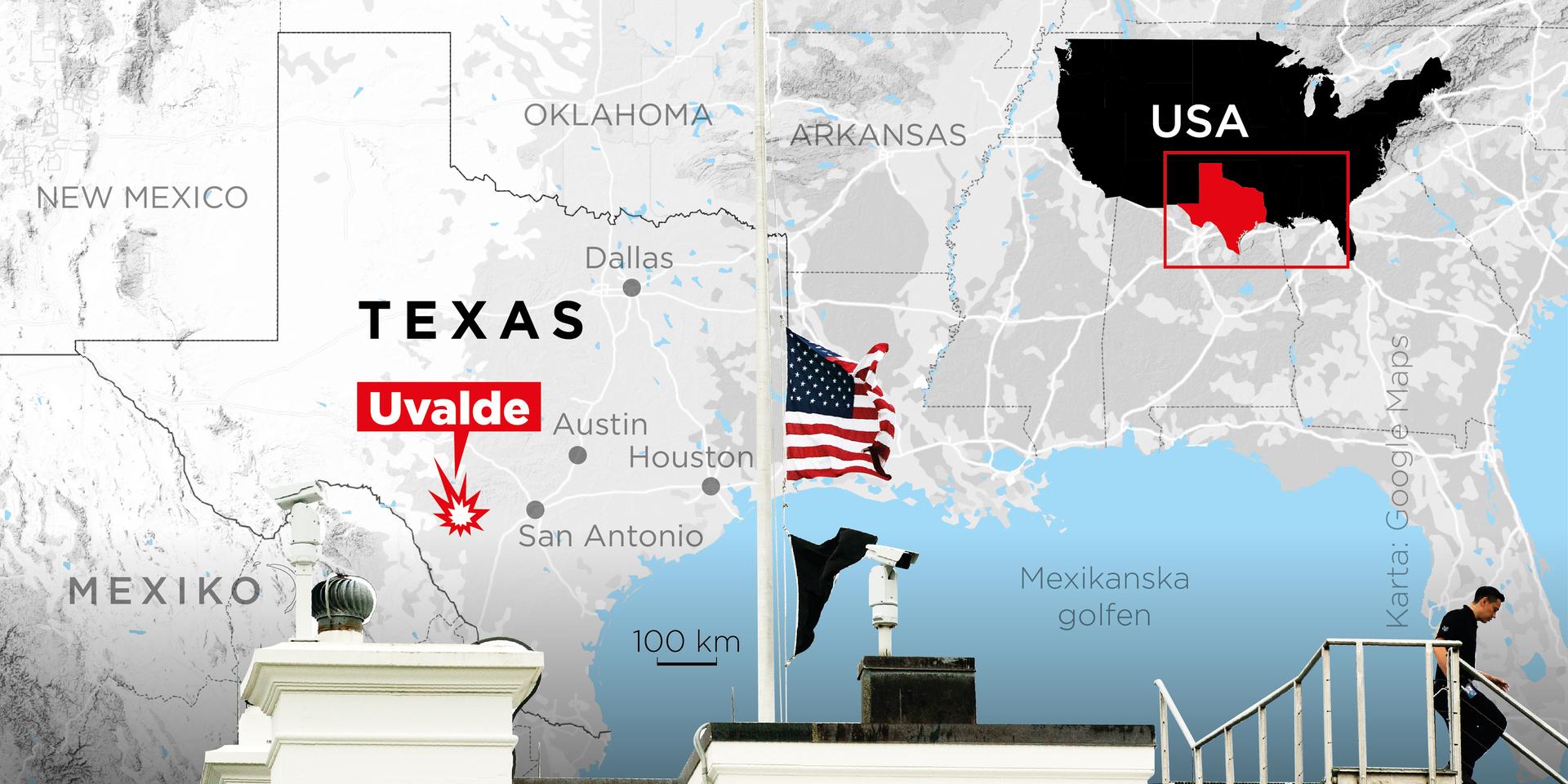 Över 20 personer har skjutits till döds i Uvalde i Texas.