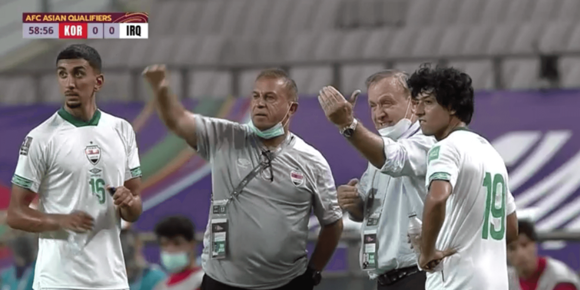 Amir Al-Ammari spelade hela matchen i sin A-landslagsdebut när Irak tog en skrällpoäng av storfavoriten Sydkorea i Asiens VM-kval.