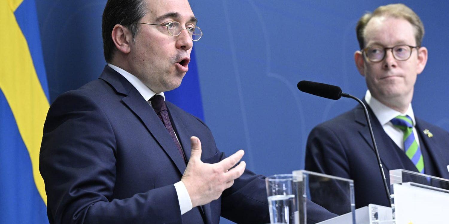 Spaniens utrikes- och EU-minister José Manuel Albares Bueno och utrikesminister Tobias Billström (M).