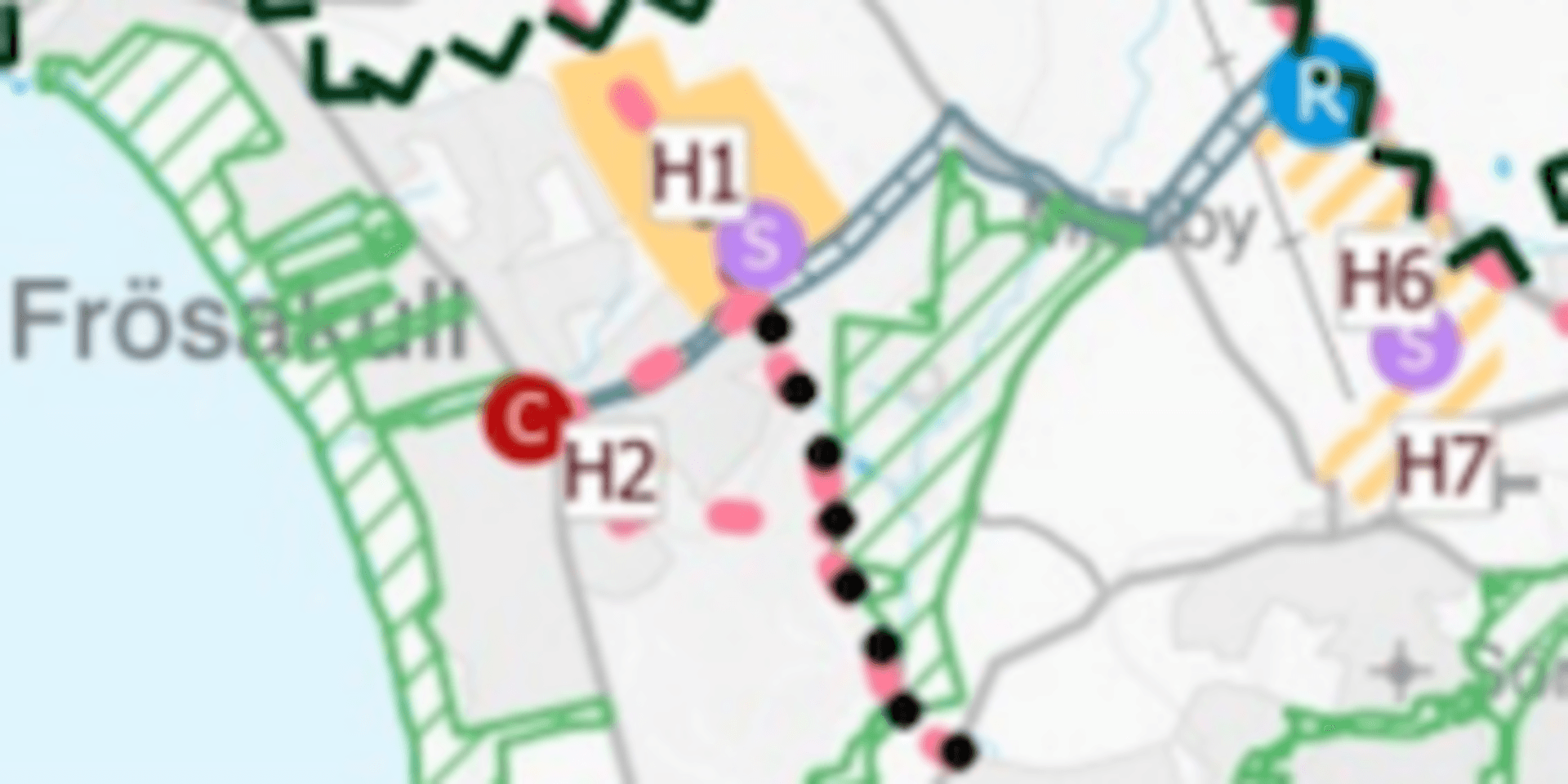 H1 och H2:s placering enligt kommunens förslag till översiktsplan.