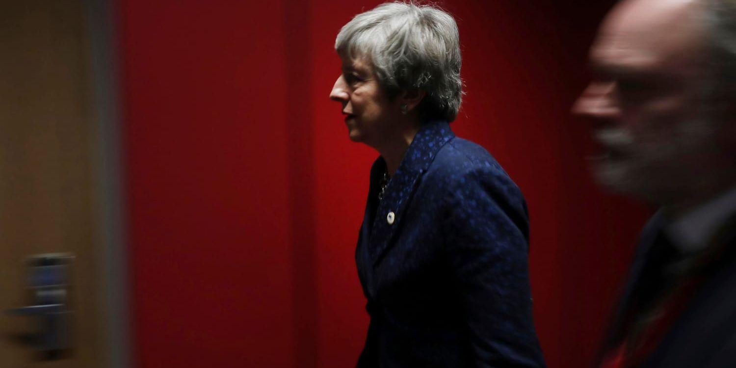 Storbritanniens premiärminister Theresa May uppges stå inför ett myteri inom sin regering med anledning av brexit. Bilden är tagen i fredags.