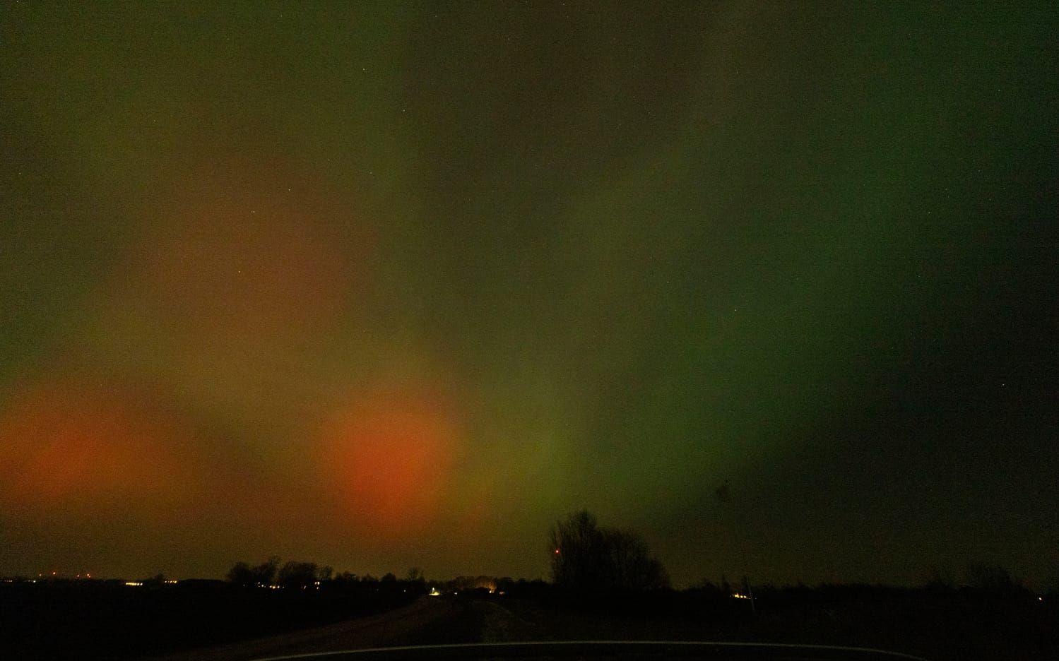 Norrsken utanför Vellinge i Skåne under måndagskvällen.