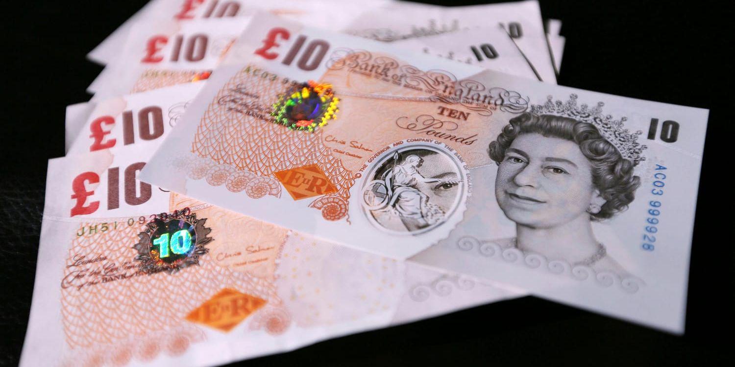 Brittiskt pund pressas inför brexit. Arkivbild