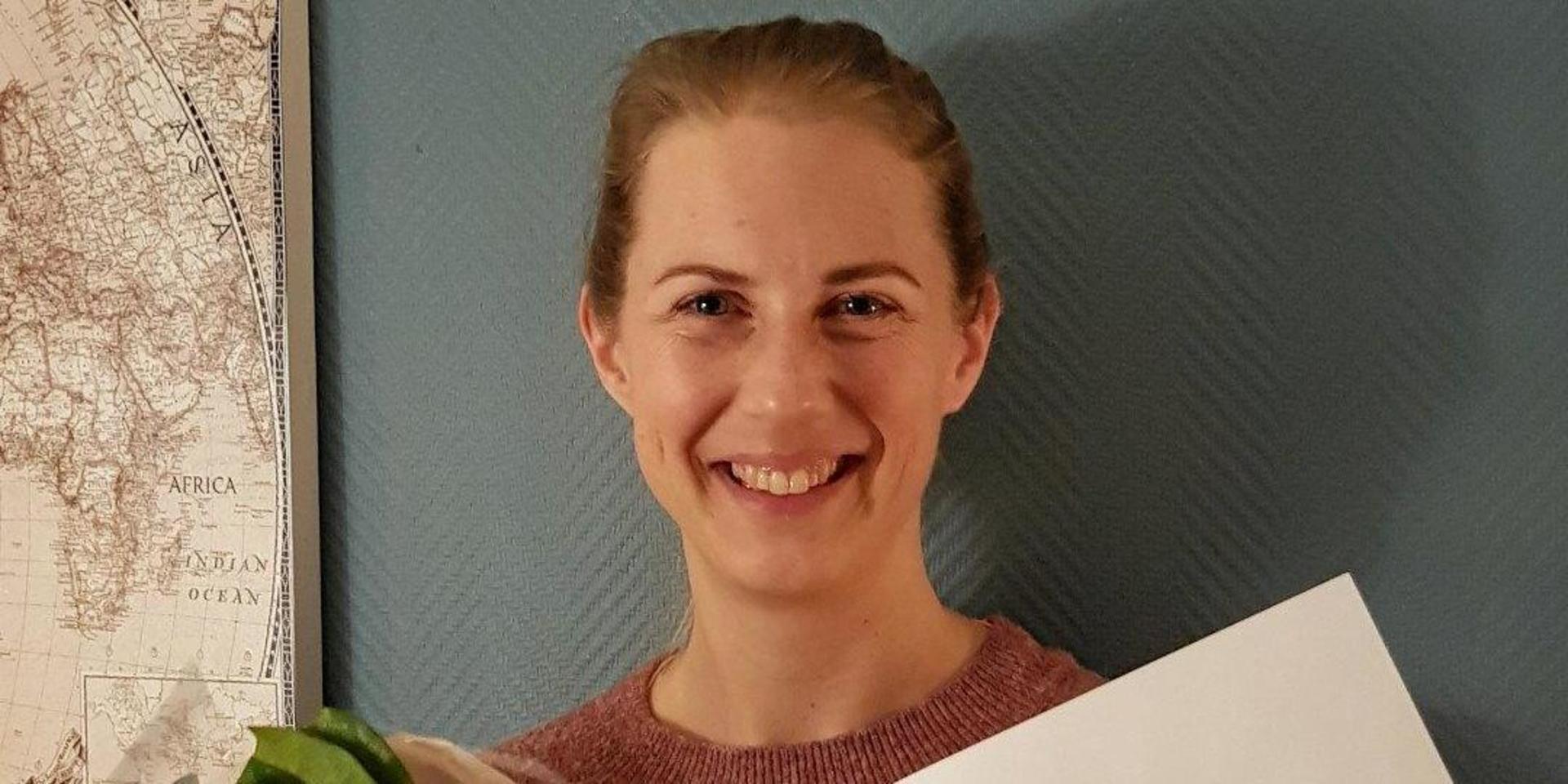 Johanna Boström får utmärkelsen ”Hallands eldsjäl 2020” av Hallands Friidrottsförbund för hennes arbete inom Laholms IF.