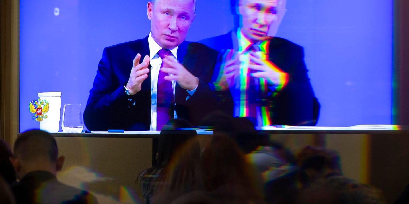 Rysslands president Vladimir Putin under sin årliga frågestund i Moskva.