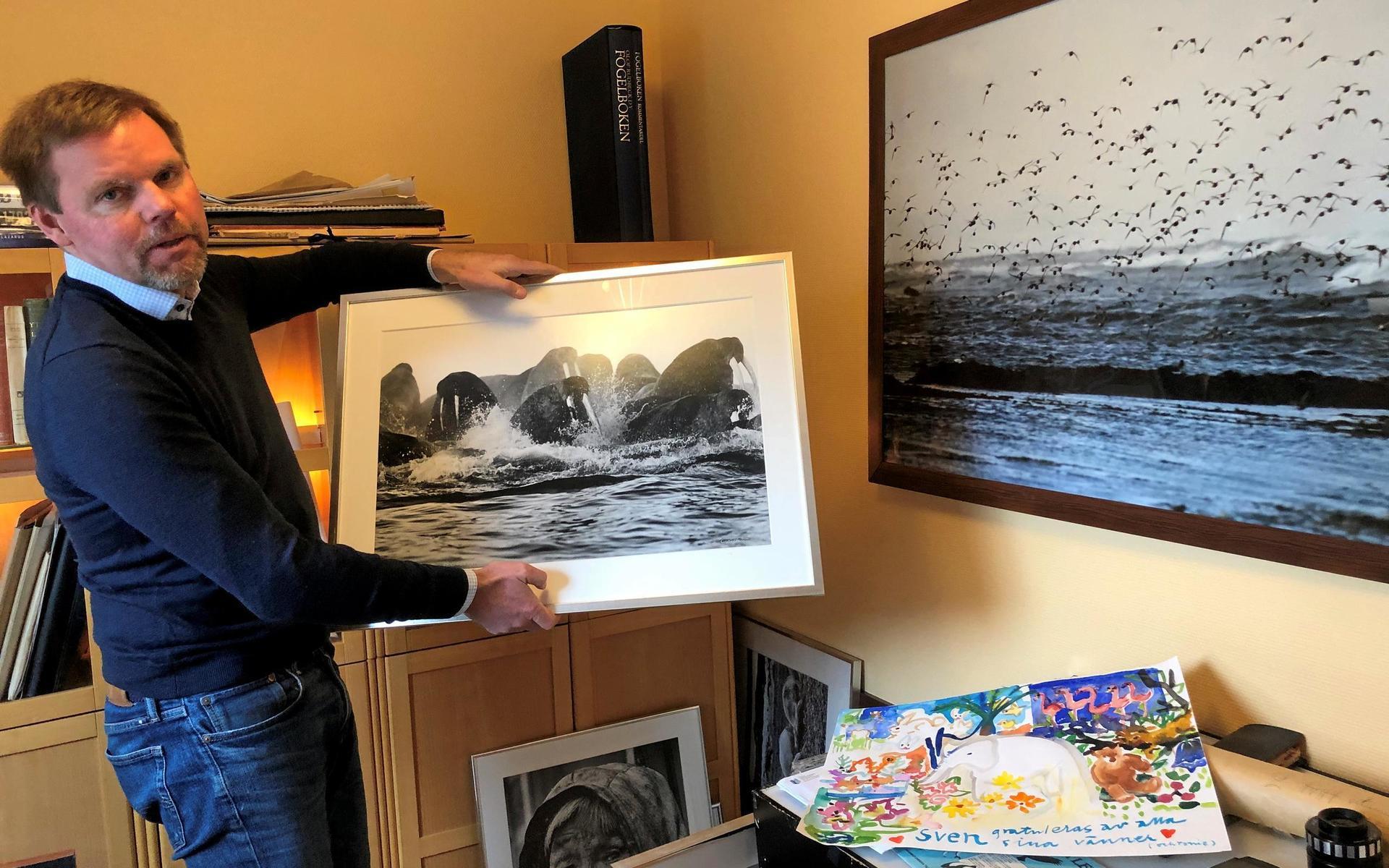 Björn Gillsäter sorterar bland sin fars många bilder.