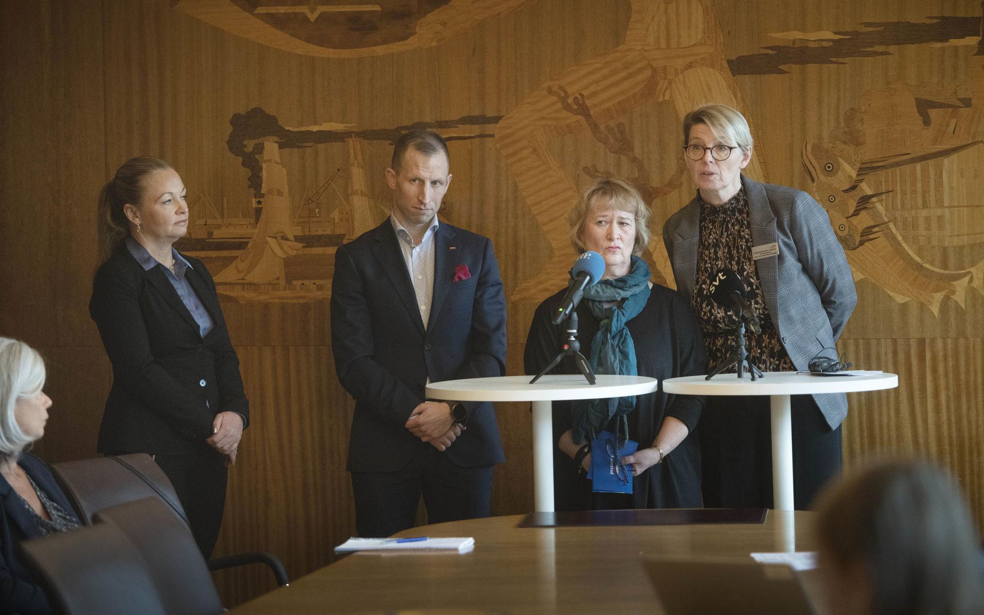 På presskonferensen medverkade bland annat Jennie Vidal, Mattias Rossköld, Ewa Kristensson och Pauline Broholm Lindberg.