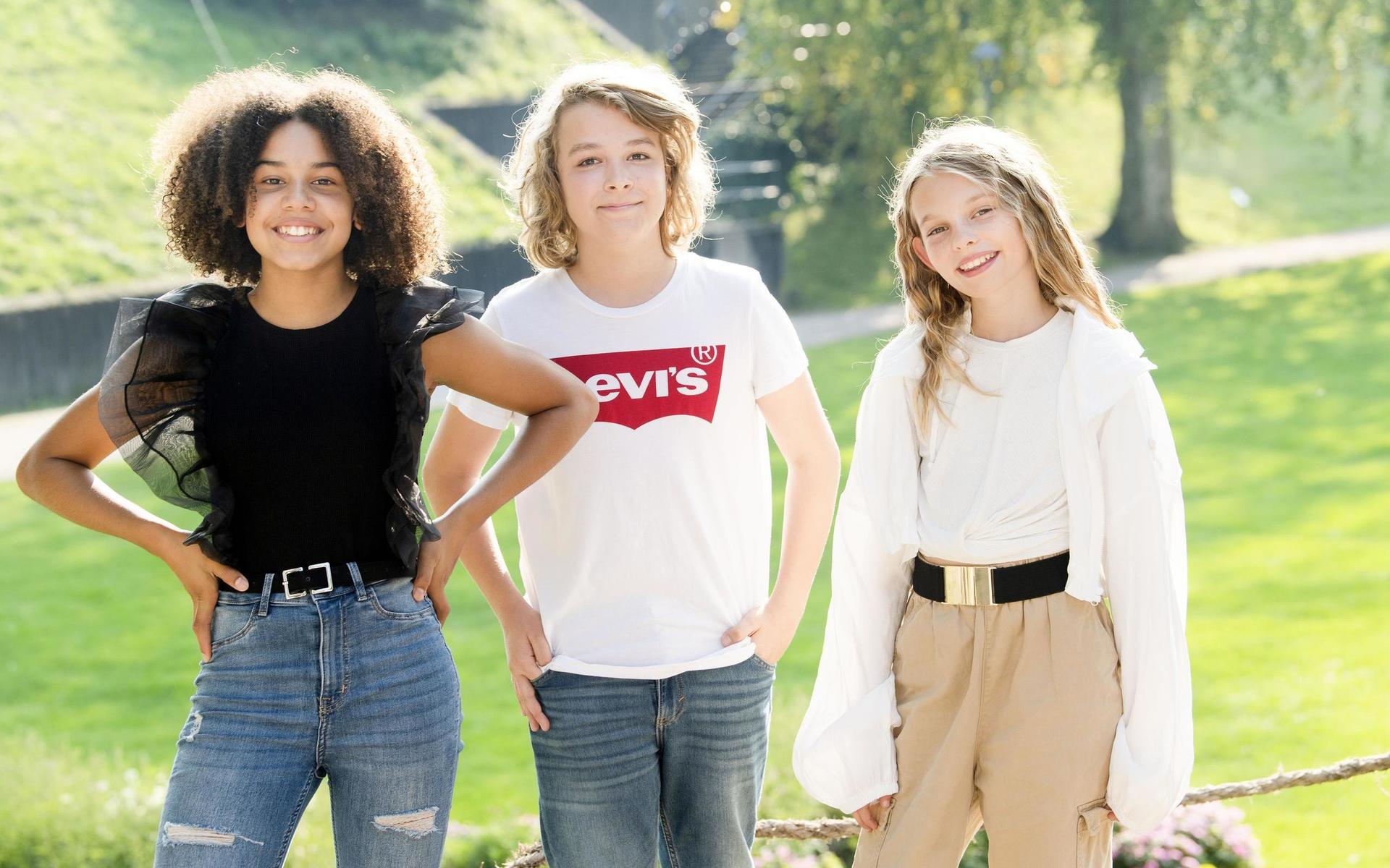Tindy Laville, 12 år, Olle Cardell, 13 år, och Ina Lindgren, 10 år, har gjort succé med SVT-serien Kokobäng.