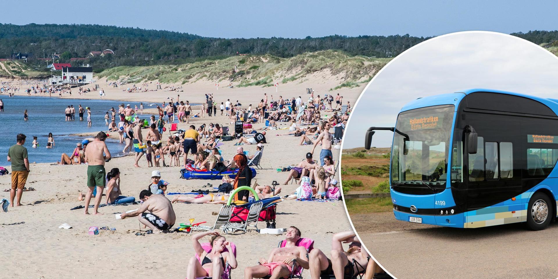 Bland annat på bussarna till och från Tylösand och Östra stranden finns det en risk för trängsel i helgen.