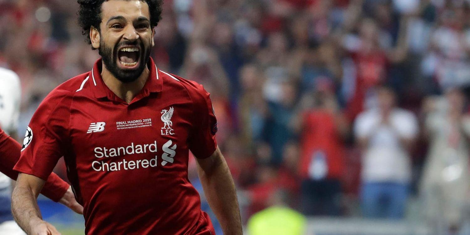 Liverpools Mohamed Salah firar 1–0 efter bara två minuter i Champions League-finalen.
