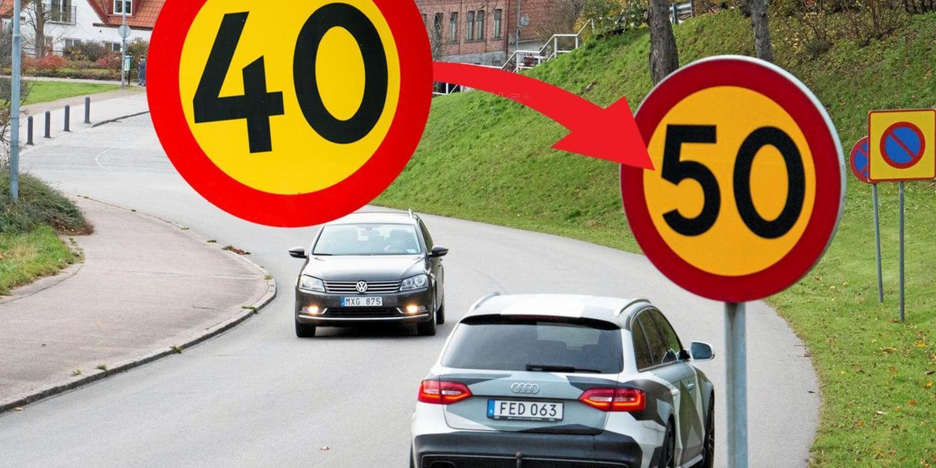 Nästa vår ska hastigheten på Kristianstadsvägen alla andra vägar inom Laholms tätort sänkas till 40 kilometer i timmen. Utanför skolor blir det precis som tidigare 30. Bilden är ett montage. Arkivbild: Henrik Williamsson.