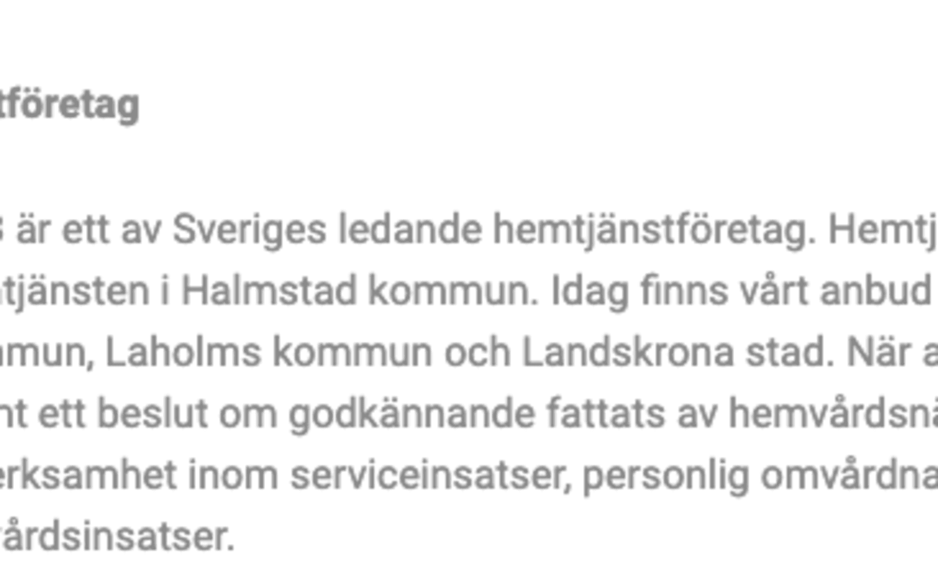 På sin hemsida har bolaget marknadsfört sig som Sveriges ledande hemtjänstföretag.