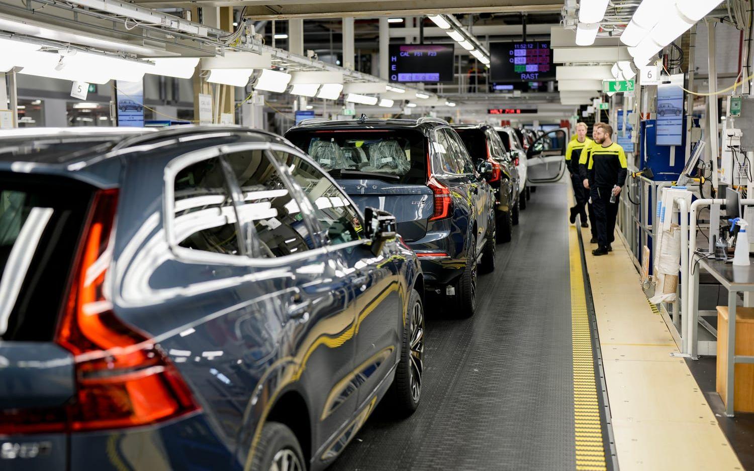 Flera av Volvo Cars modeller produceras inte i USA vilket kan innebära problem om landet inför ännu högre tullar. Arkivbild från Volvofakriken i Torslanda.