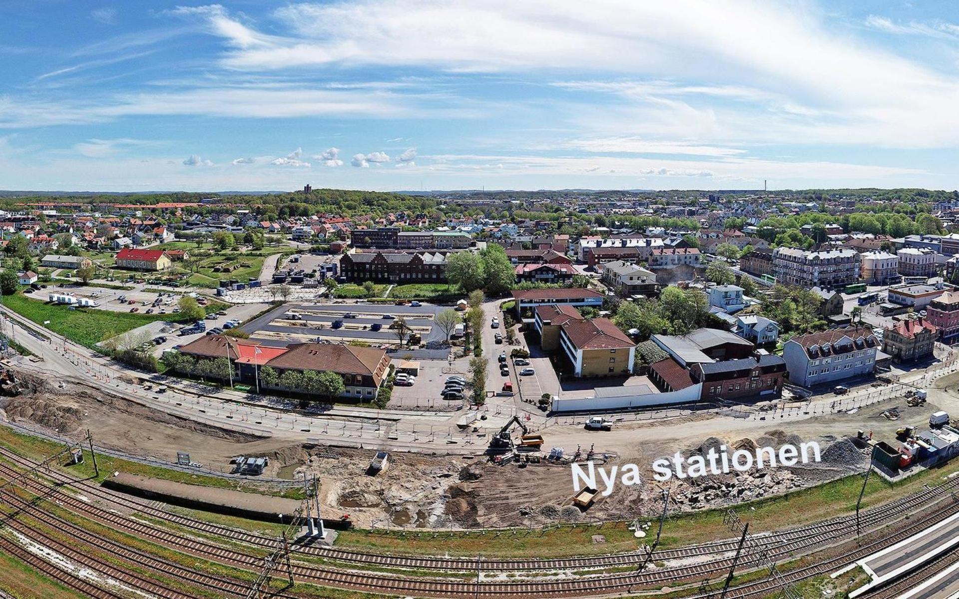 Panoramabild över området där den nya stationen kommer att ligga.