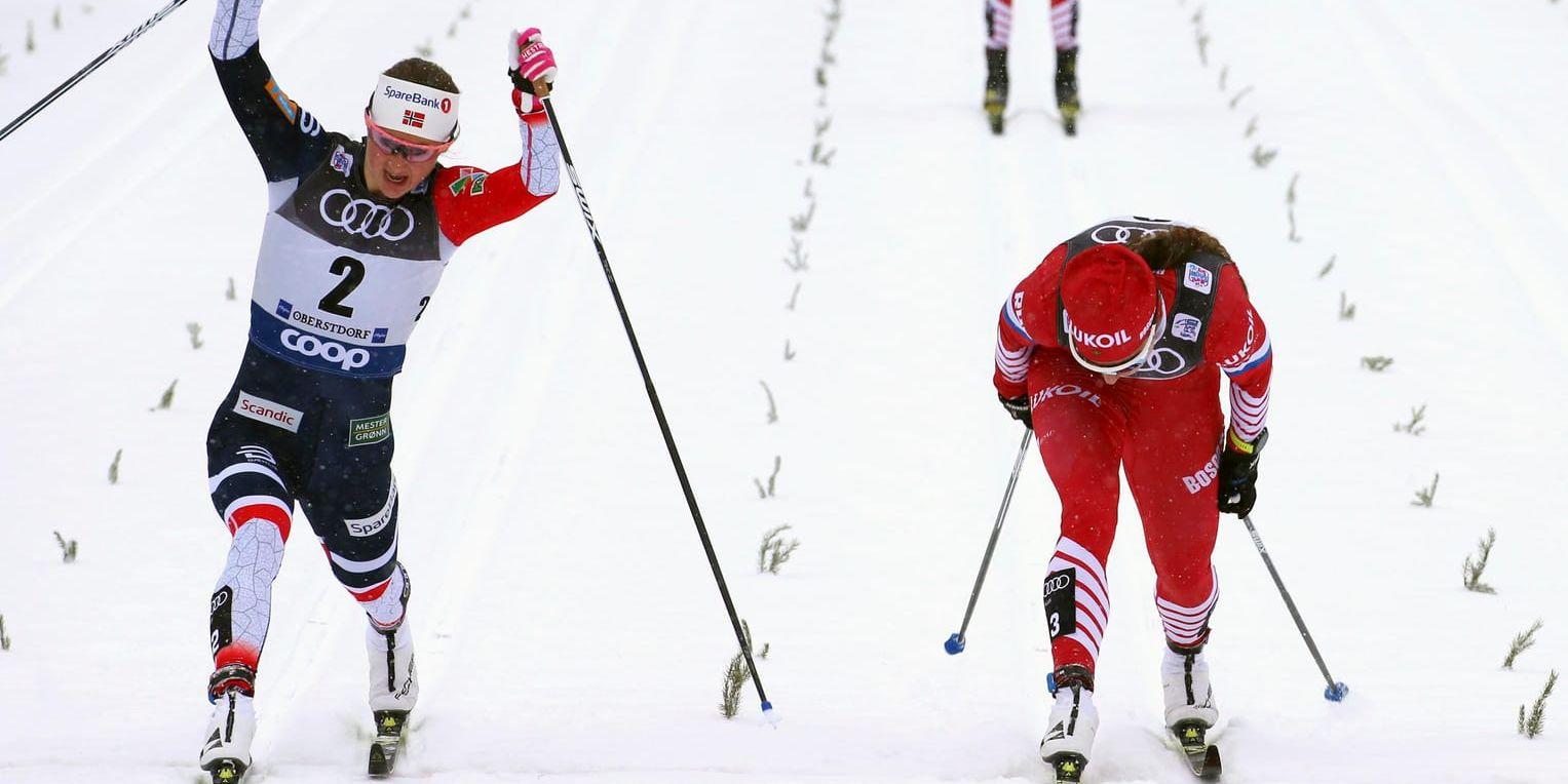 Ingvild Flugstad Østberg var först över mållinjen i damernas 10 kilometer masstart.