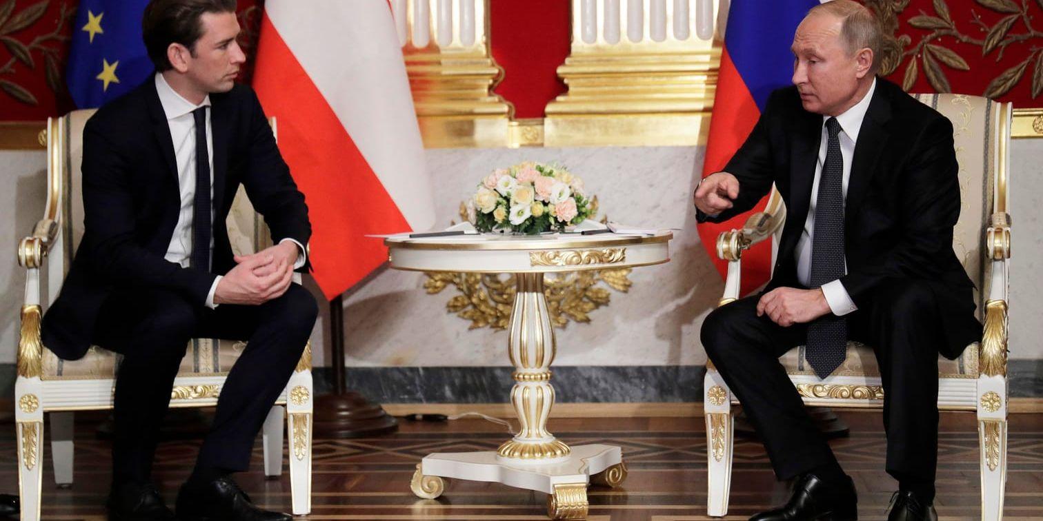 Österrikes förbundskansler Sebastian Kurz i samtal med Rysslands president Vladimir Putin i S:t Petersburg i oktober.