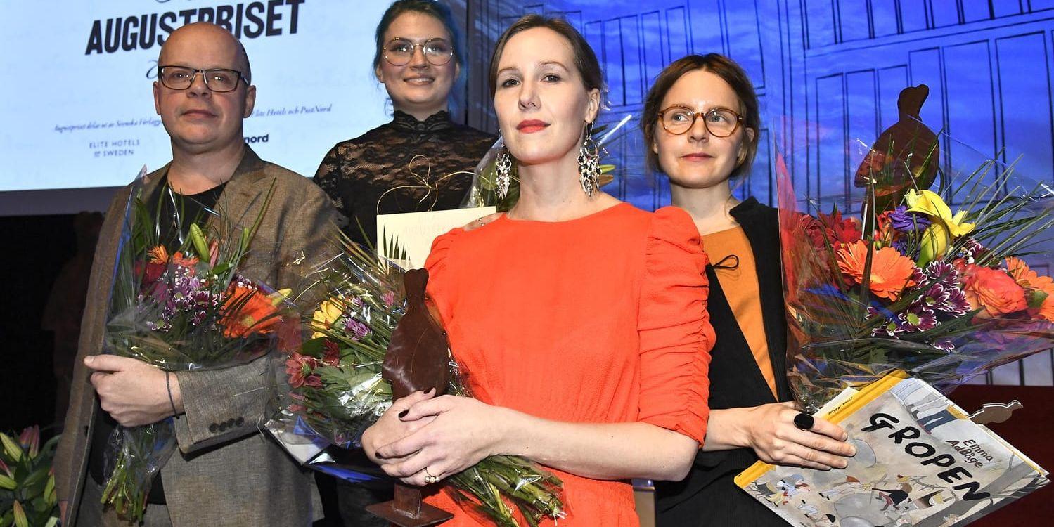 Magnus Västerbro, Linn Spjuth, Linnea Axelsson och Emma Adbåge är årets pristagare på Augustgalan.