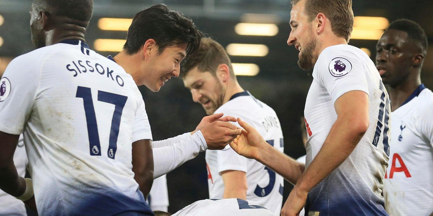 Son Heung-Min och Harry Kane jublar efter ett av Tottenhams sex mål.