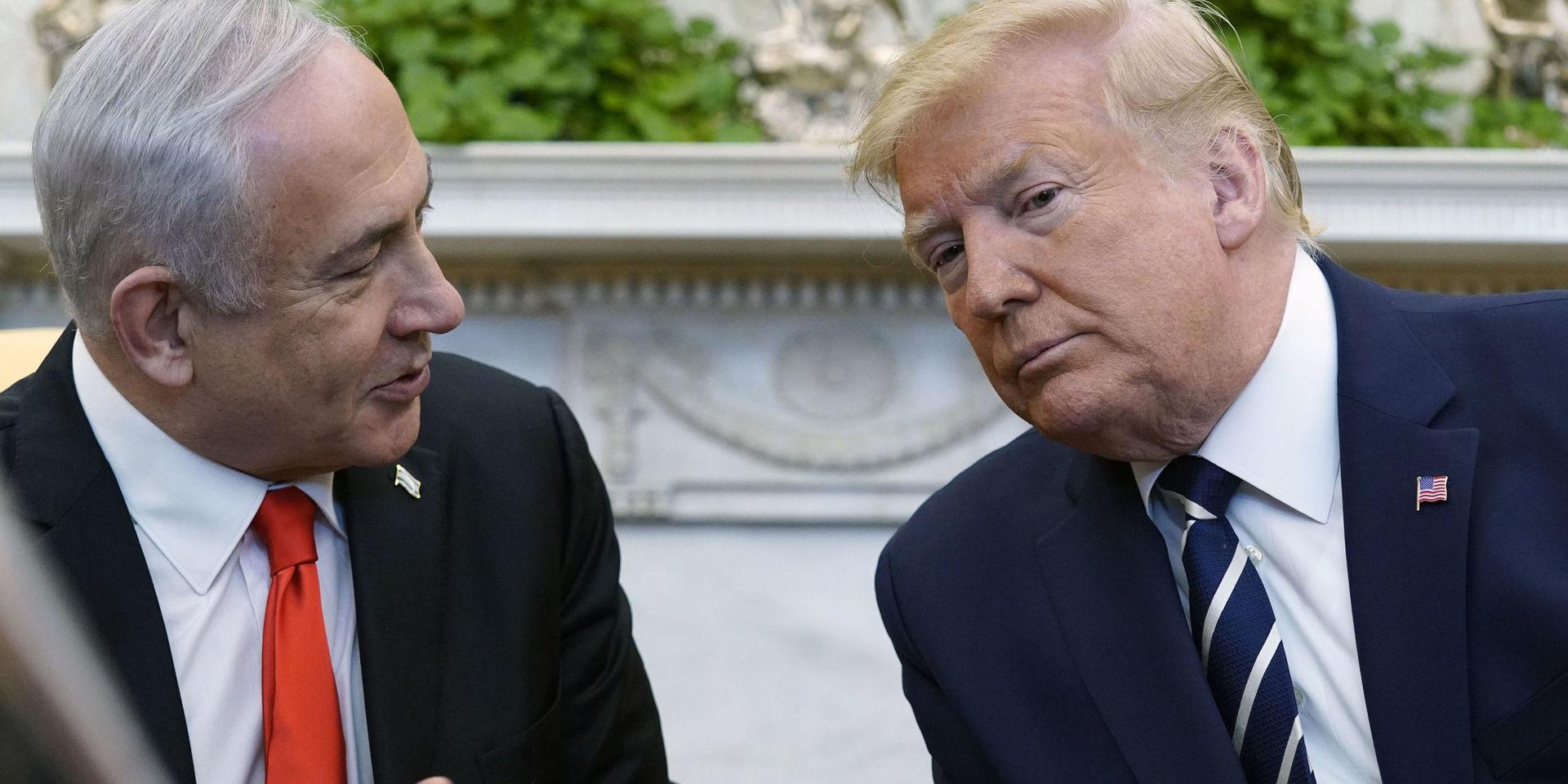 USA:s president Donald Trump tar emot Israels premiärminister Benjamin Netanyahu i Vita huset. 