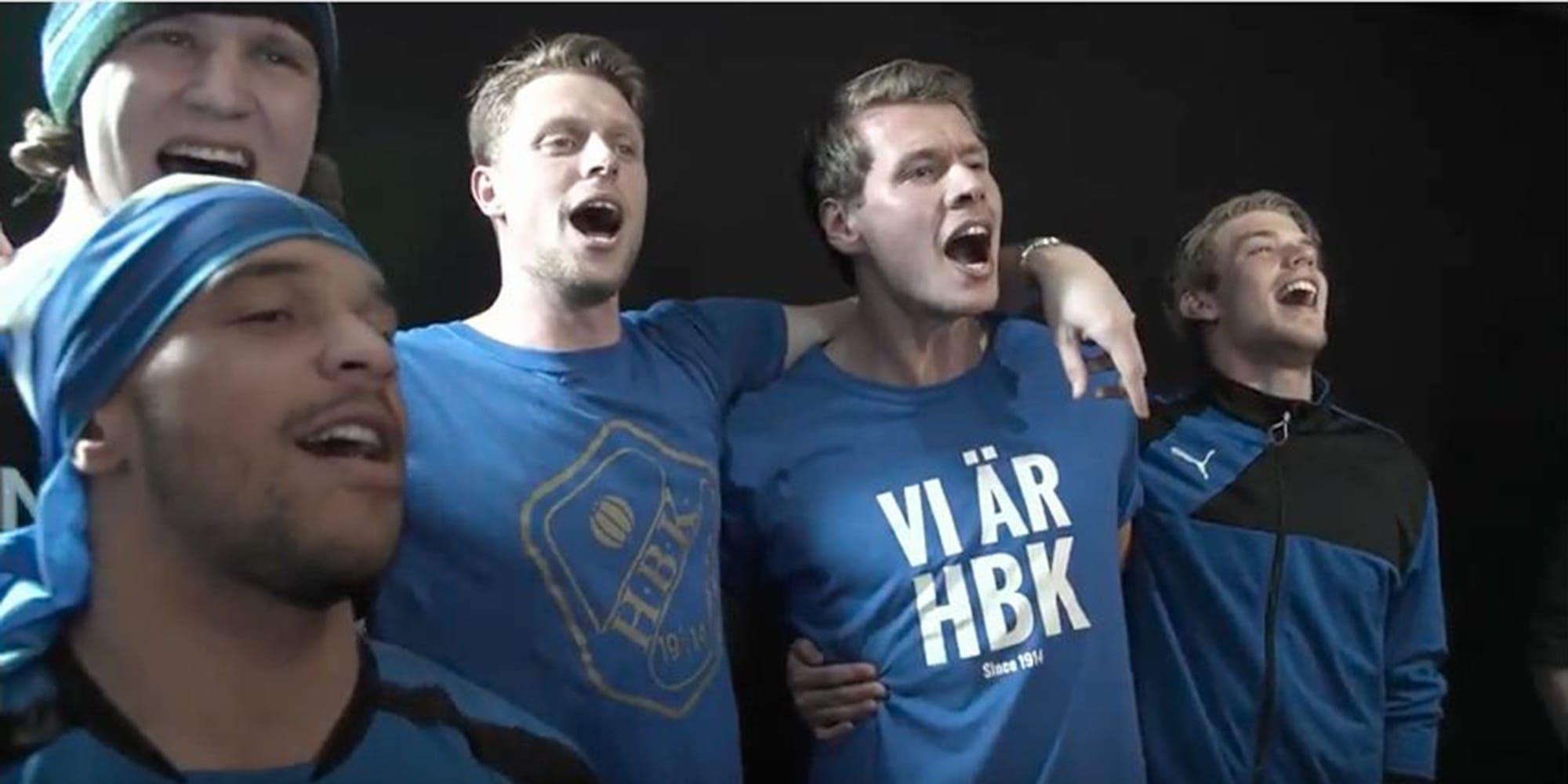 
Nya HBK-sången. Nikolai Alho, Alexander Berntsson, Malkolm Nilsson, Marcus Johansson och Marcus Mathisen tar i under refrängen. Bilden är hämtad från videon.