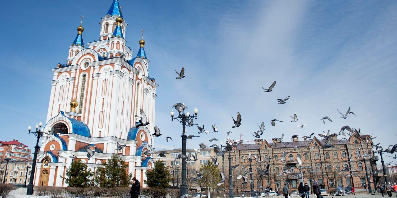 Katedralen i staden Chabarovsk, där ultranationalisten Sergej Furgal fick 70 procent av rösterna i söndagens lokalval. Arkivbild.