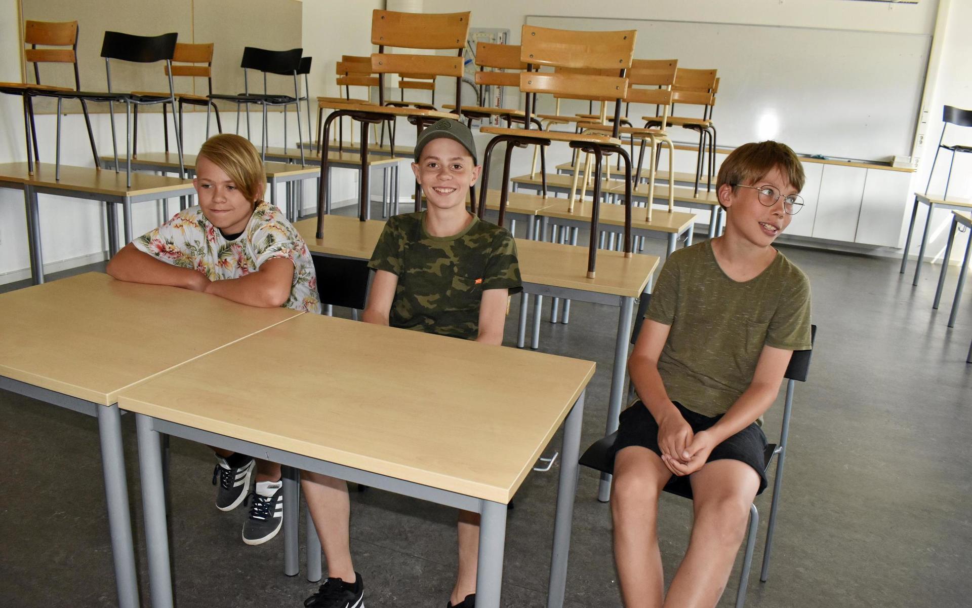 Theo Kulju, Vidar Sandström och Love Mogren börjar sjunde klass efter sommaren.