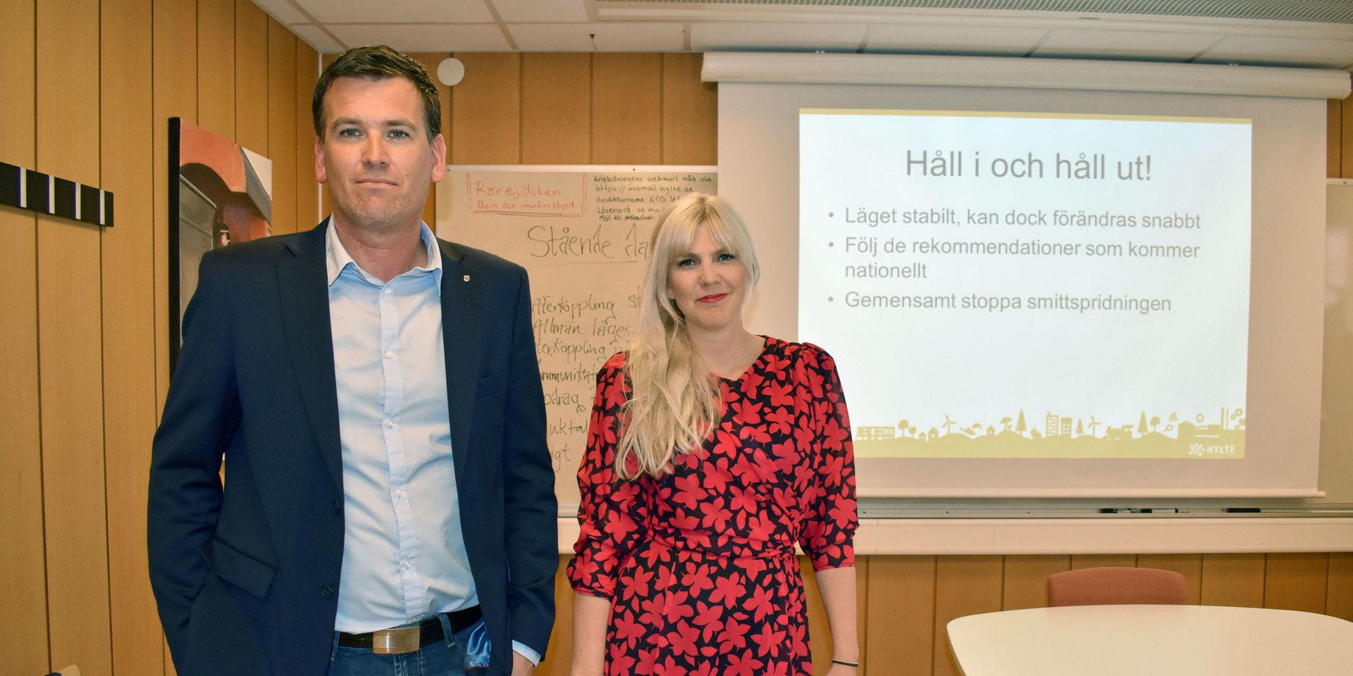Ronny Löfquist (S), kommunstyrelsens ordförande, och Emma Gröndahl, tf kommunchef, presenterade läget i Hylte kommun med anledning av coronapandemin.