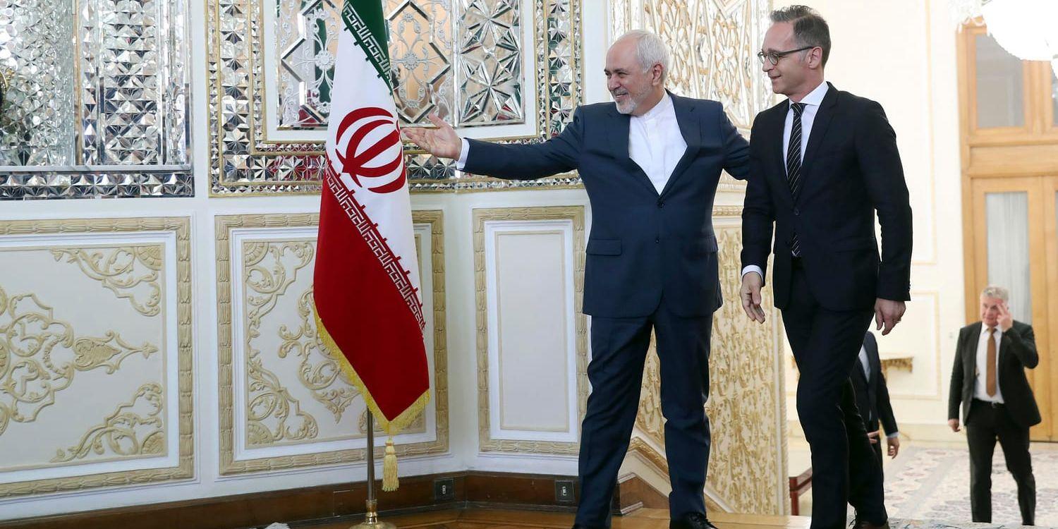 Mohammad Javad Zarif, och Heiko Maas i Teheran på måndagen.