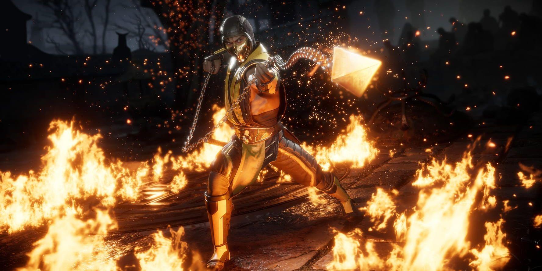 Scorpion är en klassisk spelfigur i "Mortal kombats" universum. I elvan är han tillbaka, men den här gången kan han – liksom de andra spelbara karaktärerna – anpassas mer än någonsin för att passa spelarens egen stil. Pressbild.