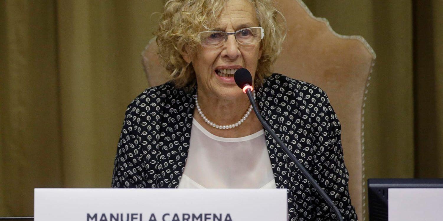 Vänsterpolitikern Manuela Carmena lämnar posten som Madrids borgmästare. Arkivbild.