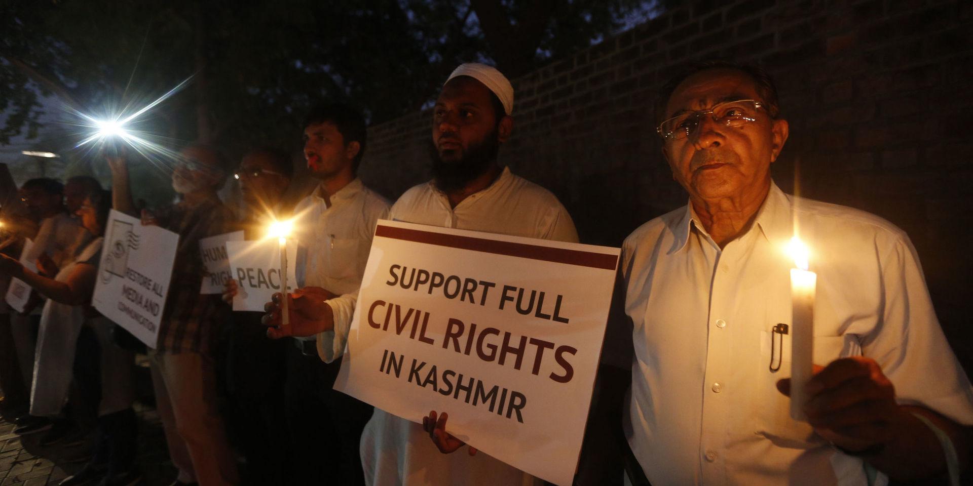 En manifestation för Kashmir hölls i Ahmedabad i Indien i höstas. Arkivbild. 