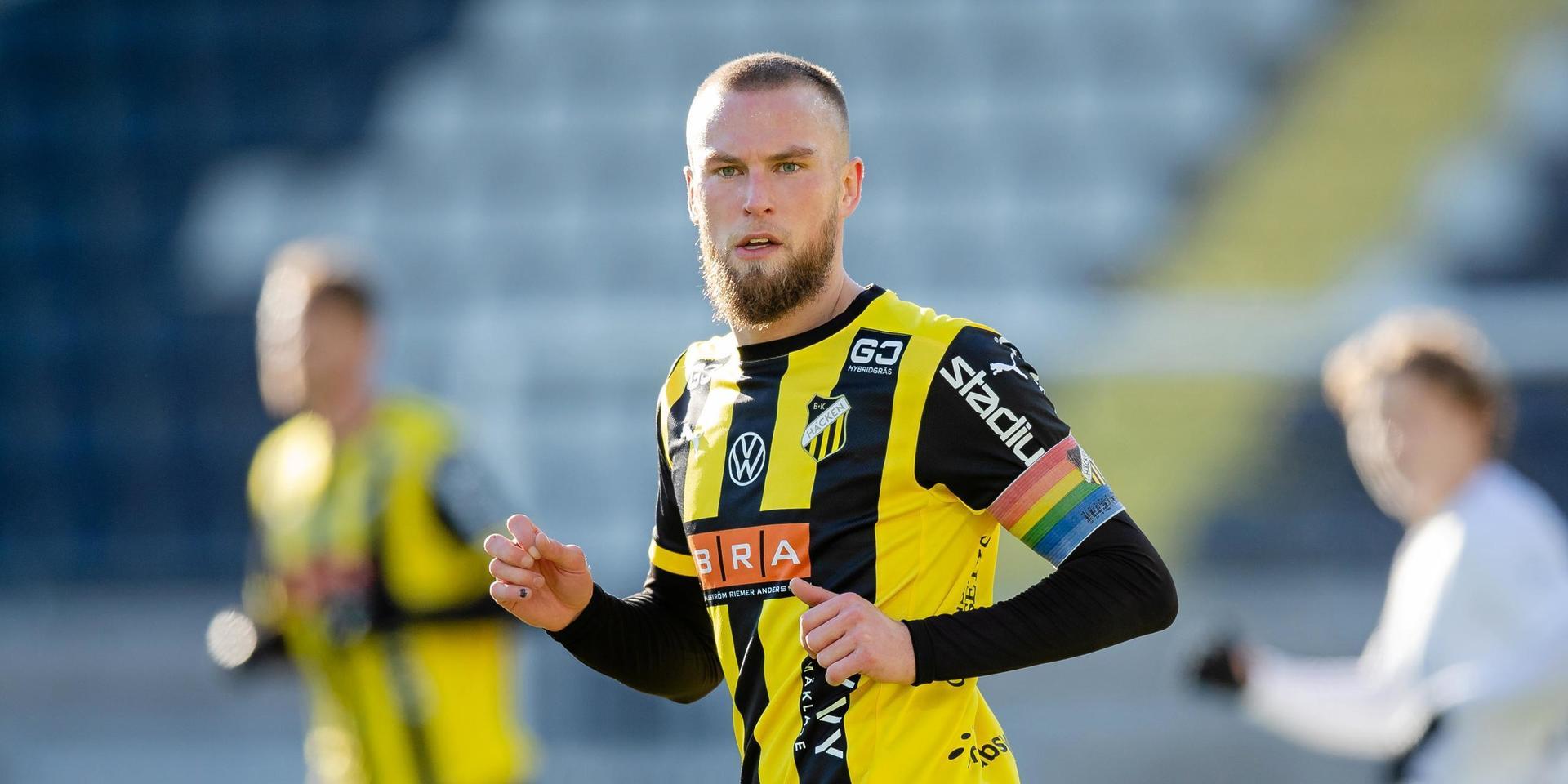 Häckens Alexander Faltsetas, här i en träningsmatch mellan Häcken och Örgryte den 14 februari 2021 i Göteborg, har uppgetts vara av intresse för HBK.