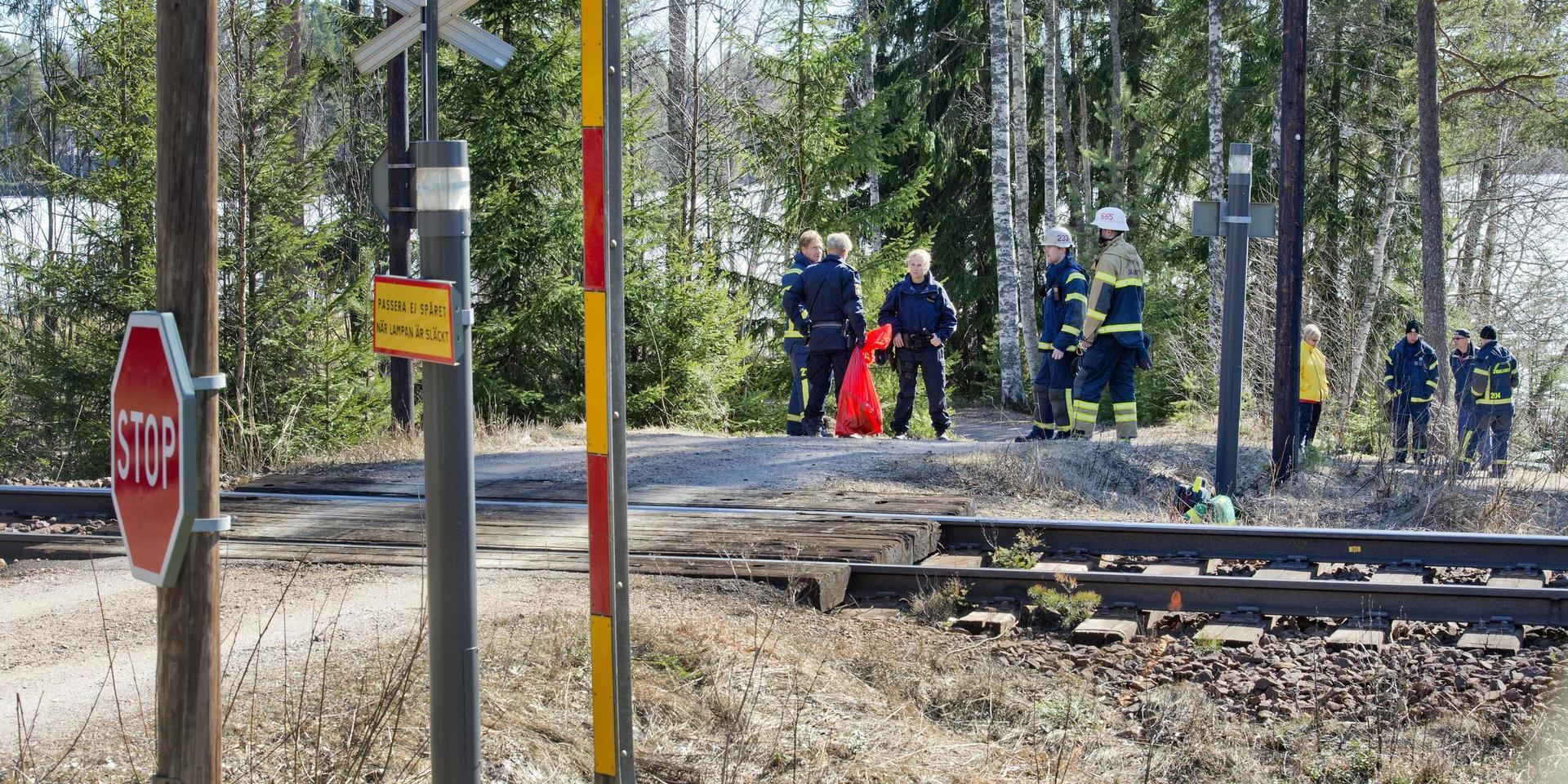 Bild från en dödsolycka vid en obevakad järnvägsövergång 2013. Arkivbild.