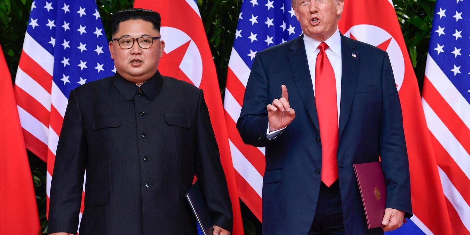 Nordkoreas diktator Kim Jong-Un och USA:s president Donald Trump. Arkivbild.